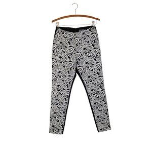 Gracia Colorblock Ankle Pants Black White Paisley Front Womens Size Small